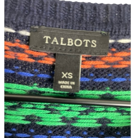 Talbots Women’s Multi Colored Patterned Button Front Wool Blend Cardigan Sweater - Picture 2 of 5